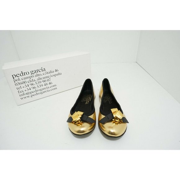 Pedro Garcia Anne Gold Mirror Kid Leather Women's Slip On Flats 36 US 6 M $460 - Picture 3 of 12
